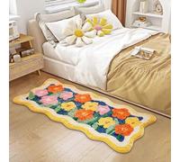 Aldopein Tappeto da bagno colorato carino fiore tappeto da cucina 5 x 10 cm antiscivolo lavabile in lavatrice Shaggy arancione giallo estetico tappetino da bagno tappetino da bagno margherita tappeto