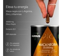 Aldous Vitamina Peruvian Black Maca Complex 35000 Mg 20:1 Extract Arginine Zinc C B12 And B6 200 Unità