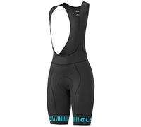 ALE' Alé Cycling PR.R Strada - Pantaloncini con Bretelle da Donna, Nero/Turchese, XS