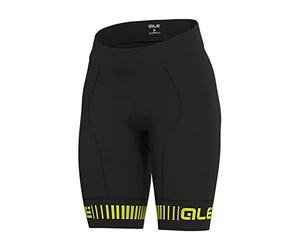 Alé Cycling Pantaloncini da Ciclismo PRR Strada da da Donna, Nero/Giallo Fluo, XL