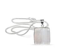 Aleafa Armlet Presents Selenite Pendant Square A Forma Quadrata Crystal Stone Locket - Ciondolo con Catena di Metallo per Reiki E Pietra Gemma di Cristallo per Unisex #Aport-0006