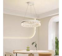 Aleaty LED Lampadario Nuovo Moderno High End Ristorante Lampada A Sospensione Anello Lampada Da Soffitto con Forma di Cristallo Acrilico Dimmable Telecomando Regolabile Rotondo (bianco)