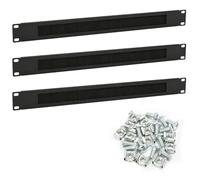 aleawol 3pcs Brush Cable Manager 1U per 19" Network Server Rack | Pannello orizzontale della striscia di gestione dei cavi del supporto dello scaffale con le viti, pannello di gestione del
