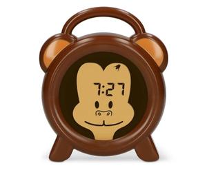Alecto BC100MONKEY Sveglia Luce, Sveglia Bambino che Scappa, per Ragazzi - La Luce Notturna stimola i Bambini a Rimanere a Letto - Luce Notturna Regolabile - Marrone