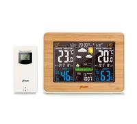 Alecto WS-1560 Stazione meteo wireless con display a colori e sensore esterno - Temperatura interna ed esterna - Umidità - Barometro - Previsioni meteo animate - Legno