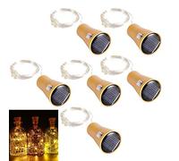 ALED LIGHT 6 Pack LED Solar Wine Bottle Lights 1 Metre 10 Lights Cork Shaped Light Copper Wire Starry String Lights For Bottle DIY/Wedding/Christmas/Thanksgiving/Dating Warm White