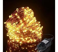 ALED LIGHT Ghirlanda luminosa a LED 22 m 220 LED, impermeabile IP65, 24V, bianco caldo, filo di rame per illuminazione interna ed esterna, per camera da letto, casa, giardino, Natale, compleanno