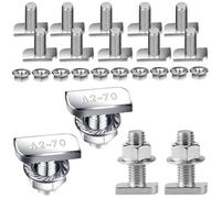 ALEEIK Viti a testa martello, in acciaio inox, 10 pezzi, con dado a flangia, vite a testa martello, M8 x 20 mm, dadi di bloccaggio con dadi flangiati per guide di montaggio solare PV