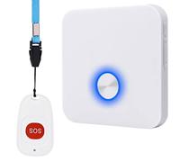 ALEENFOON - Allarme portatile per casa wireless, con pulsante di chiamata di emergenza, allarme panico, ricaricabile, per pazienti che necessitano di cure e anziani, disabili (1 a 1)