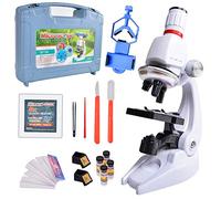 ALEENFOON Microscopio Bambino, 100 x 400 x 1200 x Ingrandimento Scientifico Bambino Supporto Del Telefono Scatola di Plastica Microscopio Set per Bambini Studenti per l'Educazione Precoce