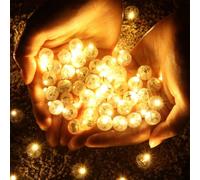 ALEENFOON Rotondo Lampada a Palloncino, 150 Mini Lampada LED a Palloncino Luci per Lanterna di Carta Zucca, Casa Natale Halloween Matrimonio Compleanno Festa Decorazione (Bianco caldo)