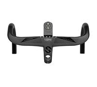 ALEFCO Manubrio Stradale Integrato 28,6 mm Passaggio Cavi Interno Completo Manubrio Stradale in Carbonio T800 Manubrio Di2 Integrato con Supporto per Computer da Bici (380x90mm)