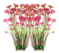 ALEGI Piante decorative per acquario in plastica, grandi, piante artificiali per acquario, decorazione sicura per tutti i pesci, 40,6 cm, 2 pezzi (rosso, 2 pezzi)