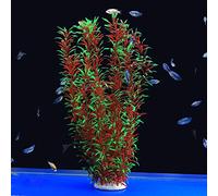 ALEGI Piante per acquario di grandi dimensioni, in plastica, decorazione sicura per tutti i pesci, altezza 53 cm, rosso e verde