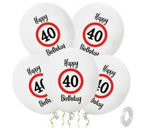 ALEGRE 30 palloncini decorativi per 40° compleanno, segnaletica stradale, decorazione per 40° compleanno, donna, uomo, 40 palloncini in lattice, 40 compleanni, decorazione per compleanni, 40