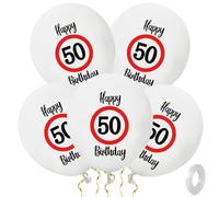 ALEGRE 30 palloncini decorativi per 50° compleanno, cartello stradale, decorazione per 50° compleanno, donna, uomo, 50 palloncini in lattice, 50 compleanni, decorazione per compleanno, 50 anniversari