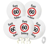 ALEGRE 30 palloncini decorativi per 60° compleanno, cartello stradale, decorazione per 60° compleanno, donna, uomo, 60 palloncini in lattice, 60 compleanni, decorazione per compleanni, 60 anniversari