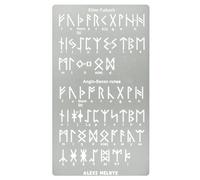 Aleks Melnyk No.409 Stencil per Journal in Metallo, Normografo, Rune Celtiche, Lettere Rune Scandinave, Alfabeto, Stencil per Pittura Riutilizzabili, Scrapbooking, Segnalibro in Metallo, Bookmark