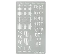 Aleks Melnyk No.421 Modello di stencil in metallo, Rune Futhark e Ogham, Alfabeto antico, Stencil alfabeto magico sigillo, Normografo per Disegno Tecnico, Segnalibro in Metallo, Bookmark