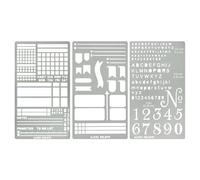 Aleks Melnyk No.486 Stencil in metallo per bullet journaling, segnalibri, pianificazione, linee, planner, tracker abitudini, stencil per diario, modelli, minuscole lettere, piccolo numero