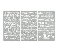 Aleks Melnyk Stencil per pirografia #34, kit per bruciare il legno, 3 modelli, lettere in metallo, stencil per incidere legno e modelli, alfabeto e numero, lettering, affitto, stencil per diario in