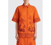 Alemais Camicia Boathouse a maniche corte in voile di cotone stampato 8 Arancione