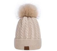 Alepo Berretti da donna, berretto con pompon con fodera in maglia, caldi, cappelli invernali da donna, morbido berretto da sci con pompon, Taglia unica