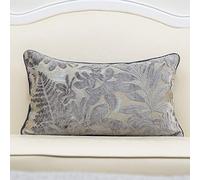Alerfa 30,5 x 50,8 cm, grau/silber, rechteckiges Ahornblatt-Kissenbezug, bestickt, Samt, luxuriös, modern, Lendenwirbelkissen, dekoratives Kissen für Couch, Sofa, Wohnzimmer, Schlafzimmer, Auto