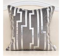 Alerfa 45 x 45 cm Grigio Geometrico Argento Cuoio A Righe Federa Europea di Lusso Cuscino Cuscino Decorativo per Divano Soggiorno Camera Da Letto Auto 45 x 45 cm