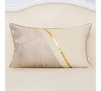 Alerfa Federa per cuscino in velluto e poliestere, 30 x 50 cm, colore bianco sporco, beige, oro, patchwork, per divano, soggiorno, camera da letto, auto, 30 x 50 cm