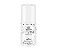 alessandro Striplac Top Coat Black Glitter - Smalto top coat UV per lucentezza brillante, asciugatura rapida e protettiva, vegano e cruelty-free, 8 ml