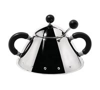 Alessi 9097 B Zuccheriera con Cucchiaino in Acciaio Inossidabile 18/10 Lucido, Manici e Pomolo in PA, Nero