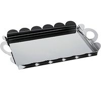 Alessi AM14 Recinto Vassoio Rettangolare con Bordo Smerlato e Manici in Acciaio Lucido, 45 cm