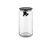 Alessi AMDR06 Gianni a Little Man Holding On Tight Barattolo Ermetico in Vetro con Coperchio in Resina Termoplastica, Nero, 140 cl