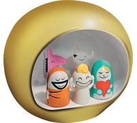 Alessi AMGI10 GD - Presepe di Design con Riproduzione della Grotta e Statuine in Porcellana Decorate a Mano, Oro, 5 pezzi