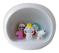 Alessi AMGI10 - Presepe di Design con Riproduzione della Grotta e Statuine in Porcellana Decorate a Mano, Bianco, 5 pezzi
