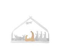 Alessi Bark Crib BM09 W - Presepe di Design in Resina e Acciaio Inossidabile con Particolari Dorati, Bianco