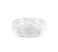 Alessi Barknest BM02 W - Cestino Portafrutta di Design con Decoro Traforato in Acciaio Inox 18/10, Bianco