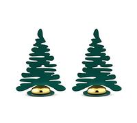 Alessi Barkplace Tree BM16S2 GR Set di Due Segnaposto a Forma di Albero di Natale, in Acciaio Colorato con Resina Epossidica, Verde con Magnete in Porcellana