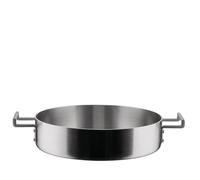Alessi Convivio DC102/28 - Casseruola Bassa a Due Manici in Trilamina di Design, Adatta a Induzione, in Acciaio Inossidabile e PVD con Fondo in Acciaio Magnetico, 28 cm, Satinata