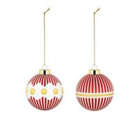 Alessi Delight NZ04SET1 - Set di Due Palle per Albero di Natale, in Vetro Soffiato, Diametro 6 cm, Rosso, Bianco, Oro