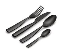 Alessi Dressed en Plein Air MW74S16 B, Set di Posate di Design da 16 Pezzi con Decorazioni, Melammina, Nero