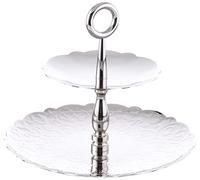 Alessi Dressed for X-mas Alzata a Due Elementi con Decoro a Rilievo, Acciaio Inossidabile, Argento, 25x25x21.00 cm