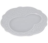 Alessi Dressed Piatto da Colazione in Porcellana Bianca con Decoro a Rilievo, Argento, 6x18x16 cm, 4 unità