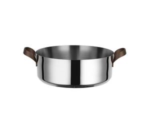 Alessi EDO Casseruola Bassa D 24 Cm a Due Manici in Acciaio Inox e PVD Marrone