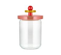 Alessi ES16/100 2 Barattolo Ermetico in Vetro con Coperchio in Legno di Faggio, 100 Values Collection, Acciaio, Giallo/Rosso/Rosa
