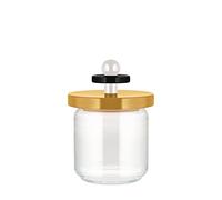 Alessi ES16/75 1 Mr. Sottsass I Suppose Barattolo Ermetico di Design in Vetro con Coperchio in Legno di Faggio, Giallo, Nero e Bianco