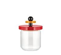 Alessi ES16/75 Barattolo Ermetico in Vetro con Coperchio in Legno di Faggio, 100 Values Collection, Acciaio, Giallo/Nero/Rosso