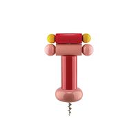 Alessi ES17 2 un Brindisi Disegnato ad Arte Cavatappi di Design in Legno di Faggio, Rosso, Giallo e Rosa