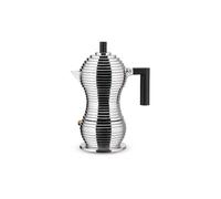 Alessi Pulcina MDL02/3BFM - Caffettiera per Espresso di Design, Manico e Pomolo in PA, in Fusione di Alluminio per Piani a Induzione, 3 tazze, Nero